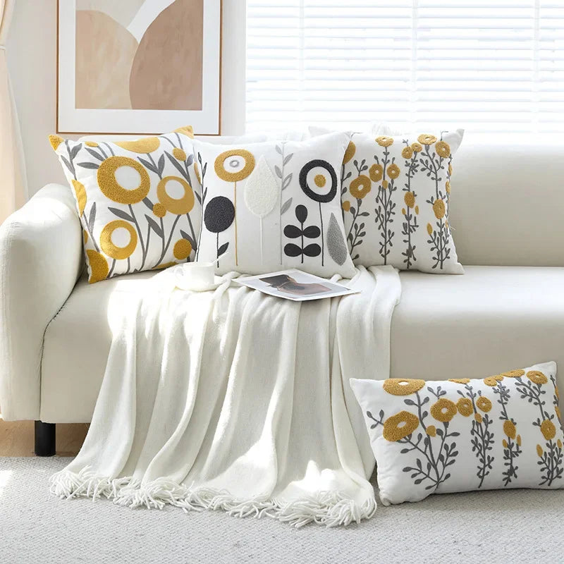 Axyaa Small Fresh Embroidered Pillow Cover for Home Sofa, Four Seasons Universal