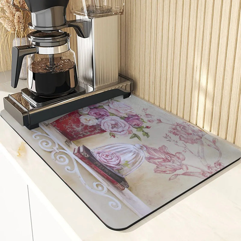 Axyaa Lavender Print Kitchen Drying Mat | Absorbent Mat for Home Décor