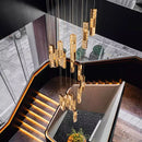 Axyaa Crystal Chandelier Stair Pendant Lamp Living Room Interior Lighting