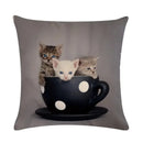 Axyaa Cat Printed Cotton Linen Cushion Cover 45x45cm