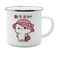 Axyaa Cat Enamel Coffee Mug - Unique Funny Tea Cup for Travel and Home