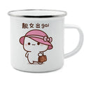 Axyaa Cat Enamel Coffee Mug - Unique Funny Tea Cup for Travel and Home
