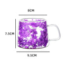 Axyaa Double Layer Glass Coffee Cup with Handle - 200ML Dried Flower Insulated Teacup