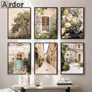 Tuscany Bellagio Town Canvas Painting by Axyaa - Mediterranean Rural Nordic Wall Art