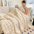 Axyaa Faux Rabbit Fur Gradient Blanket: Super Soft, Fluffy, Pink & White Luxury Throw