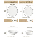 Axyaa 16/32 Piece White and Black Porcelain Dinnerware Set with Curved Rim Edge