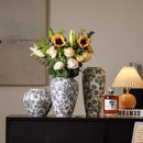 Axyaa Retro Blue White Porcelain Vases Living Room Decor Ornaments