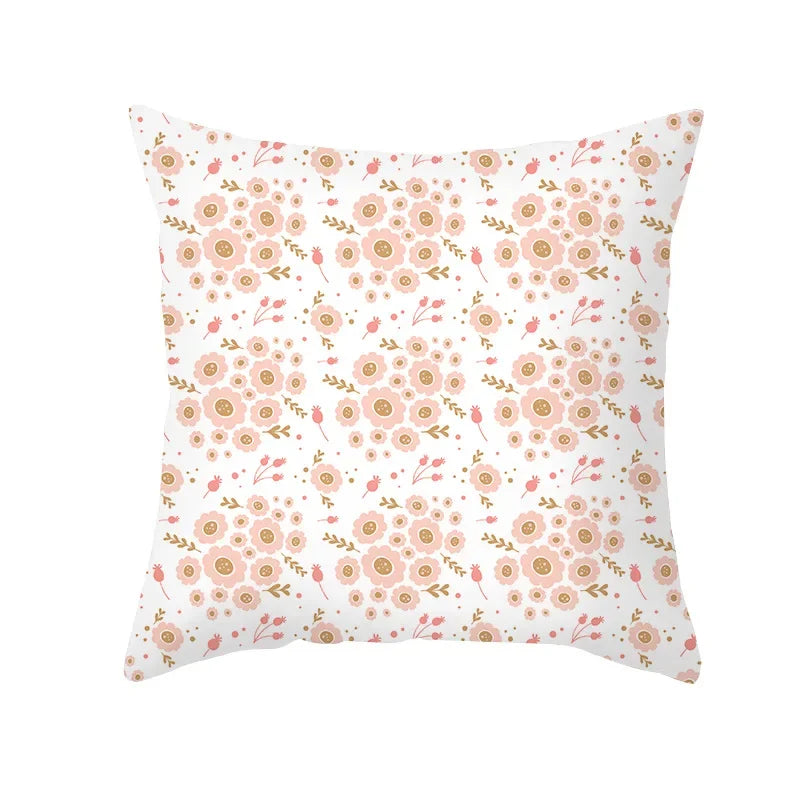 Axyaa Pink Blue Abstract Plants Floral Pillows Case - Modern Art Decor Sofa Couch