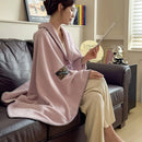 Axyaa Camel Wool Shawl Blanket - Coral Fleece Sofa Blanket for Office Nap & Winter