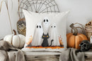Halloween Pillow Cover Ghosts & Black Cat Design by Axyaa