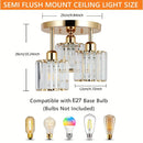 Axyaa Crystal E27 Pendant Light for Living Room, Dining Room, Bedroom - Modern Minimalist Luxury Chandelier