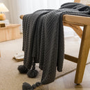 Axyaa Nordic Chunky Knit Blanket with Tassel for Bed Sofa Couch Embossed Waffle Pattern