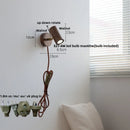Axyaa Walnut Wood LED Wall Light Sconce with Pull Chain Switch Glass Bedside Lamp