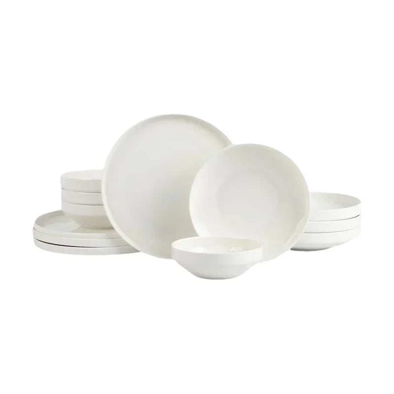 Axyaa White Porcelain Dinnerware Set: Bowls & Plates, Scratch Resistant, Ideal for Meals