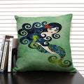Axyaa Mermaid Linen Cushion Cover for Living Room Sofa Decoration