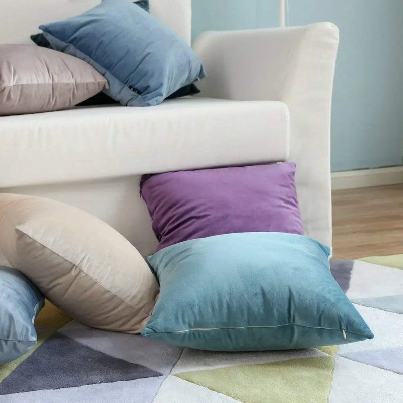 Axyaa Blue Velvet Cushion Cover 45x45cm - Nordic Decor for Living Room Sofa