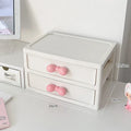 Axyaa Desktop Organizer: Drawer-style Storage Box with Bow Handle for Office Stationery Organization