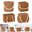 Axyaa Pearl Handle Rattan Basket: Stylish, Versatile, Big Capacity for Flowers, Picnics, Weddings