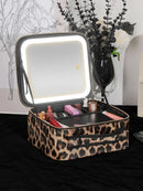 Axyaa LED Makeup Bag with Mirror & Lights, Cosmetic Organizer Train Case, 3 Colors