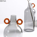 Axyaa Gray Glass Vase Hydroponics Plant Pot Table Decoration Flowers Arrangement Aesthetic Decor