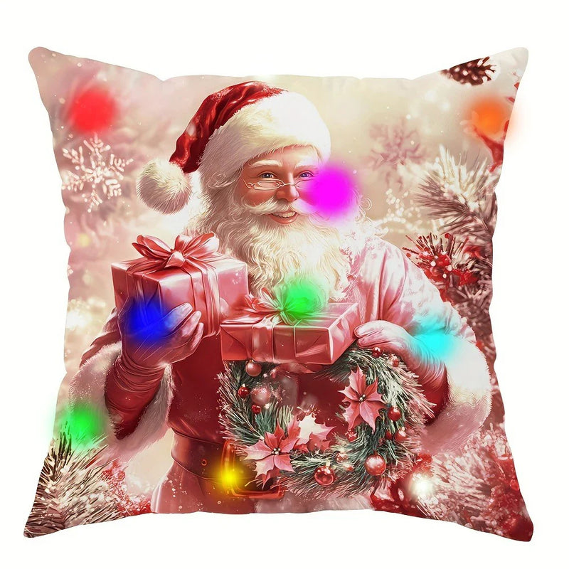 Axyaa LED Christmas Pillowcase - Santa Claus Fawn Design for Festive Home Decor