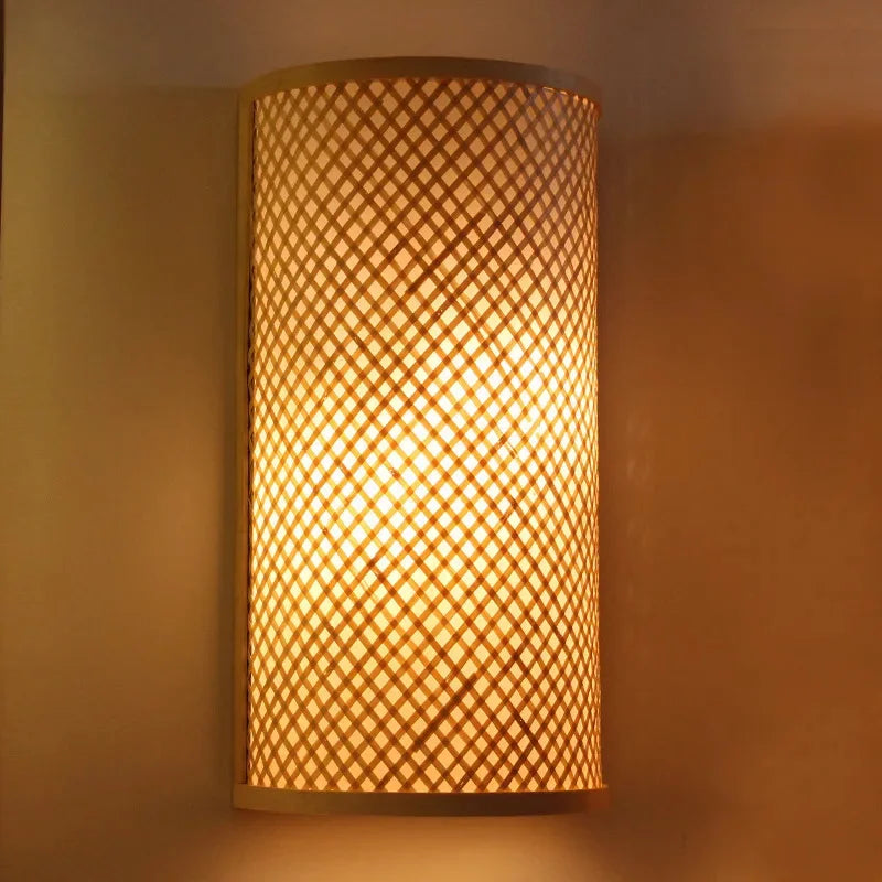 Axyaa Bamboo Wall Lights: Retro Hand-woven Luminaire for Bedroom, Corridor, Hotel & Restaurant