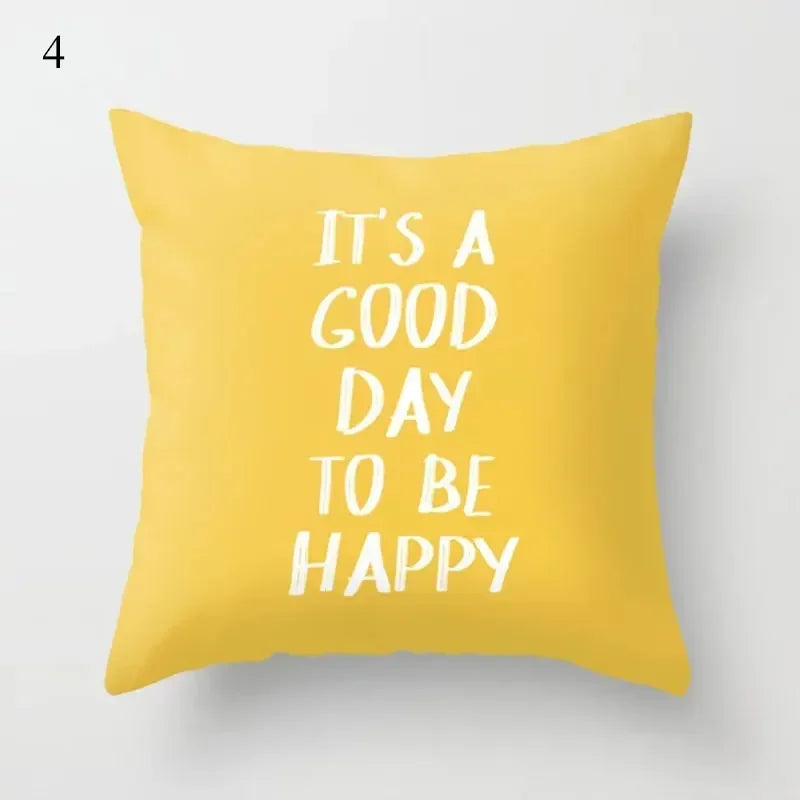 Axyaa Yellow Geometric Print Cushion Pillowcase - 45x45cm