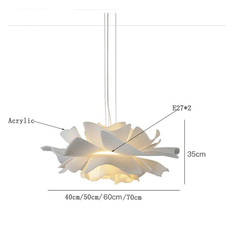 Axyaa White Flower Chandelier Nordic Modern Creative Bedroom and Dining Room Lighting