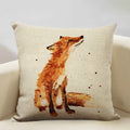 Axyaa Fox Linen Pillowcase - Nordic Animal Theme Decorative Cushion Cover 45x45cm