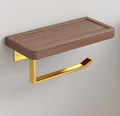 Axyaa Wall-Mounted Black Walnut Bathroom Towel and Toilet Paper Organizer