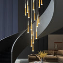 Black Stair Chandelier by Axyaa: Modern Duplex Interior LED Ceiling Light for Living & Dining Rooms
