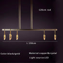 Axyaa Modern Luxury Copper LED Chandelier - Crystal Light Fixture