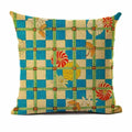 Axyaa Floral Wave Pattern Cotton Linen Throw Pillow Cover Home Decor Sofa 45x45cm