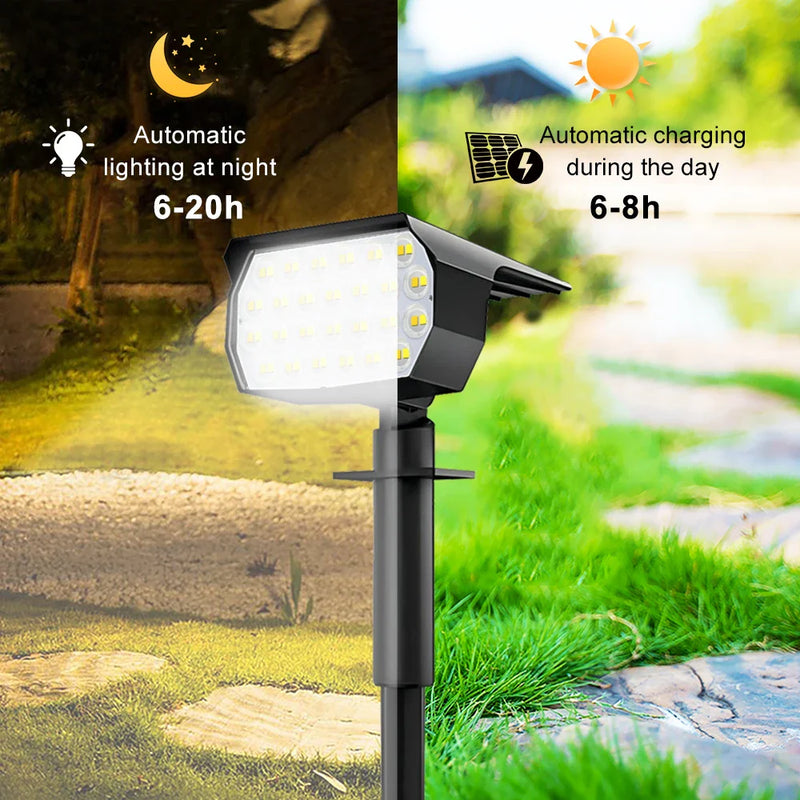Axyaa Solar Landscape Light: 50LED Waterproof Spotlight with 3 Color Modes