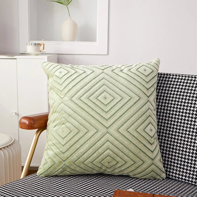 Velvet Geometric Cushion Cover 45x45cm - Axyaa - Nordic Style Home Decor