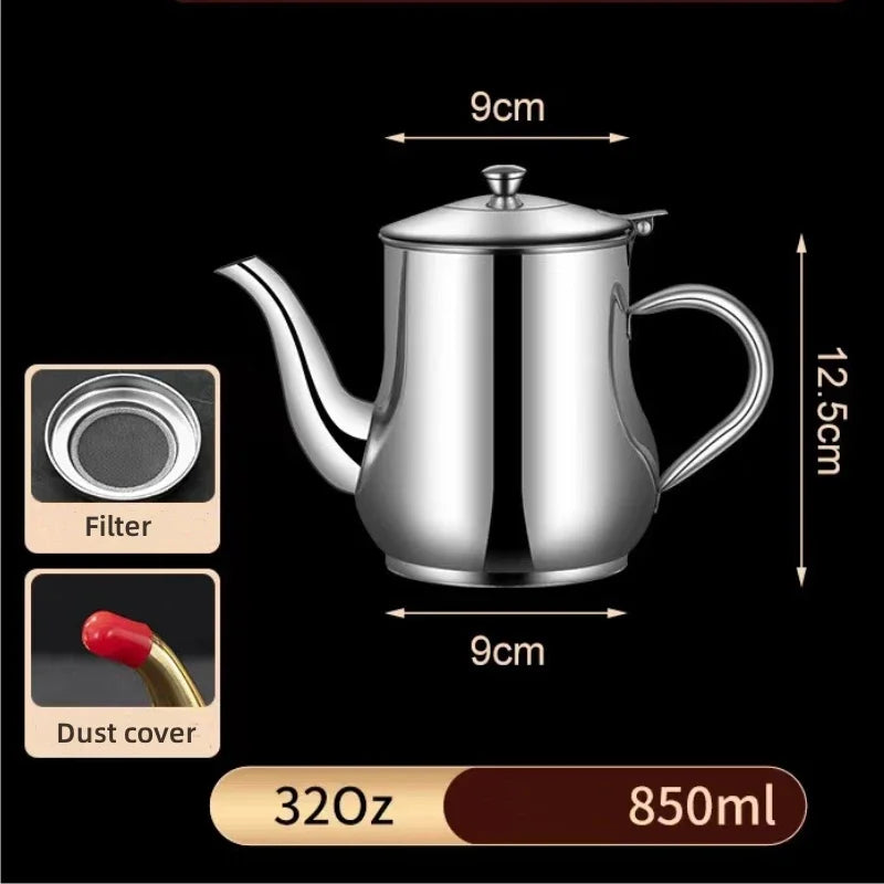 Axyaa Stainless Steel Oil Pot Flask for Kitchen Oil Storage and Dispensing