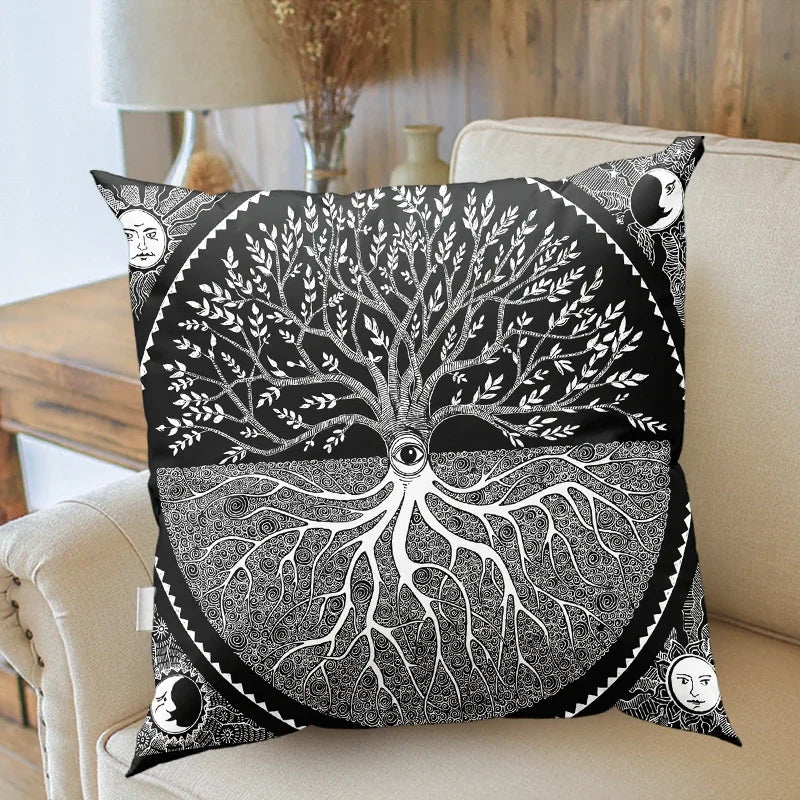 Axyaa Sun Moon Stars Tarot Pillowcase for Home Decor Sofa Chair Mysterious Divination