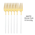 Axyaa Matte Stainless Steel Dinner Fork Set - 6Pcs Gold Silverware Flatware