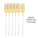 Axyaa Matte Stainless Steel Dinner Fork Set - 6Pcs Gold Silverware Flatware