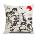 Axyaa New Chinese Style Linen Pillowcase - Ink Landscape Digital Printing