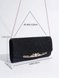 Axyaa Rhinestone Evening Bag with Crossbody Chain - Women's Handbag