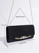 Axyaa Rhinestone Evening Bag with Crossbody Chain - Women's Handbag