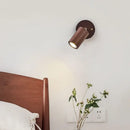 Axyaa Japanese Walnut Wood Bedroom Wall Lamp with Adjustable Spotlight