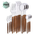 Axyaa Stainless Steel Cutlery Set with Wooden Handle Clamp