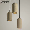 Axyaa Retro Cement Pendant Lamp: Vintage LED Hanging Lights for Dining Room or Cafe