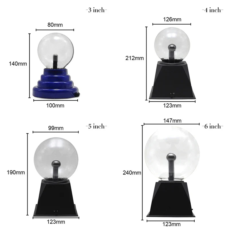 Axyaa Plasma Ball Light 3/4/5/6 Inch Night Light for Christmas Kids Gift & Party Decor