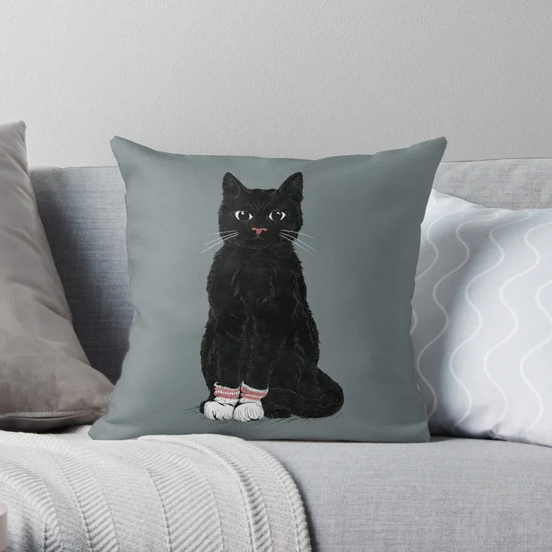 Cute Cat Decorative Pillow Case Cover for Modern Living Room Sofa by Axyaa