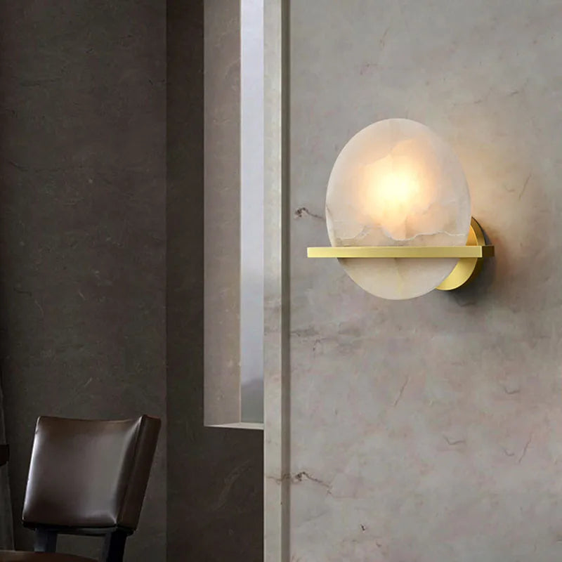 Luxury Marble Wall Lamp by Axyaa: Elegant LED Lighting for Bedroom and Living Room