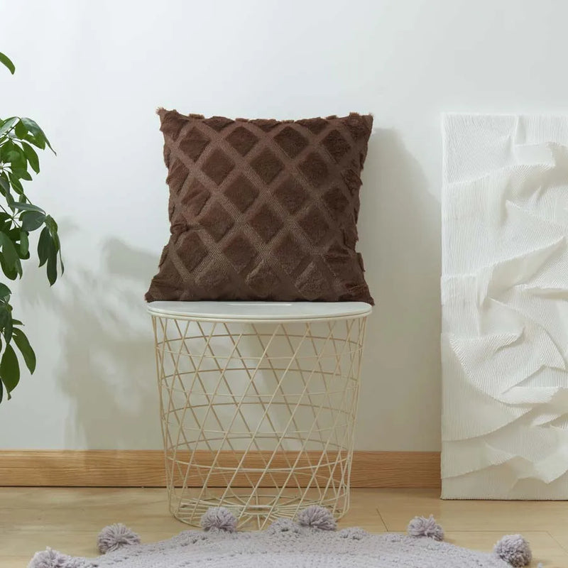 Plush White Cushion Cover Set by Axyaa - Diamond Home Decor - 30x50cm & 45x45cm