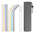 Axyaa Stainless Steel Drinking Straws Set with Cleaning Brush - Bar Party Accessory